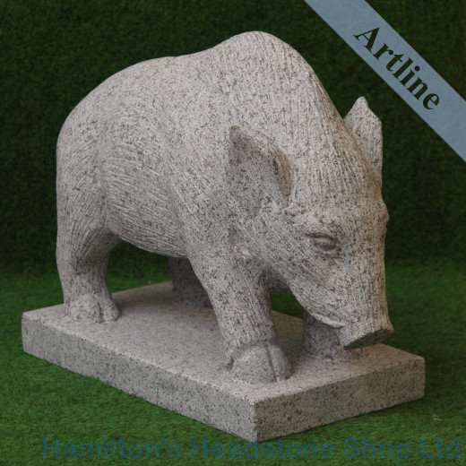 Carved Granite Wild Pig Statue